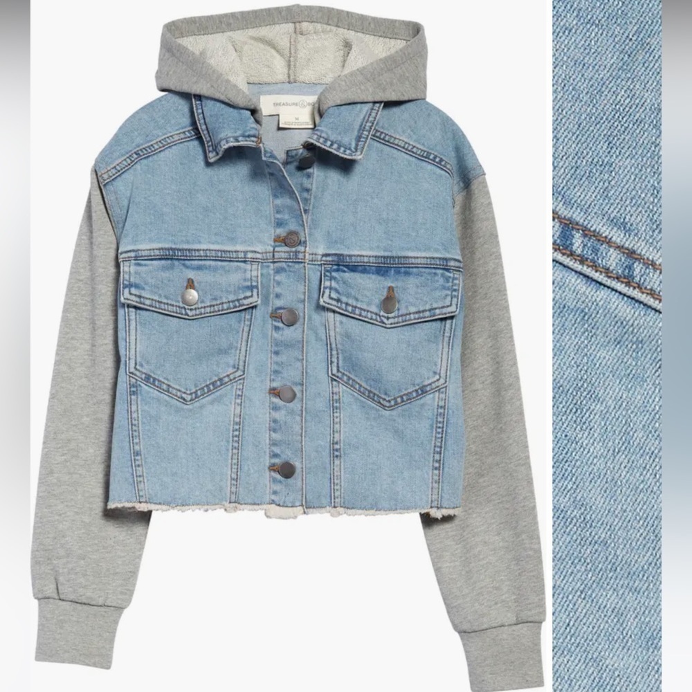 Treasure And Bond Kid's Denim & Fleece Hooded Jacket!